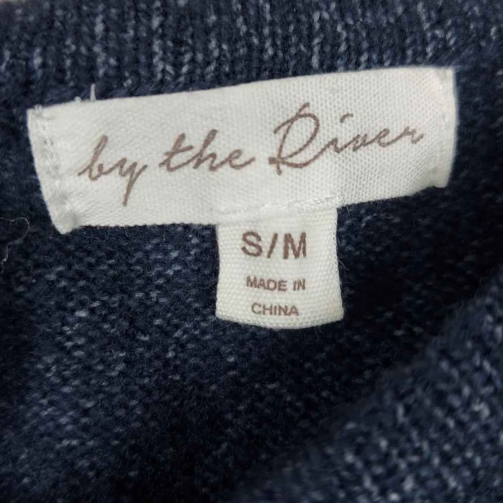 By The River Tie-Back Color Block Sweater Cream Tan Blue Women's Size S/M